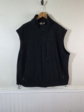 Duluth Trading Co Mens 2XL Black Fleece Vest Full Zip Outdoor Workwear Jacket